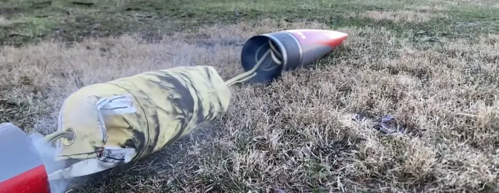 Deployed parachute after landing